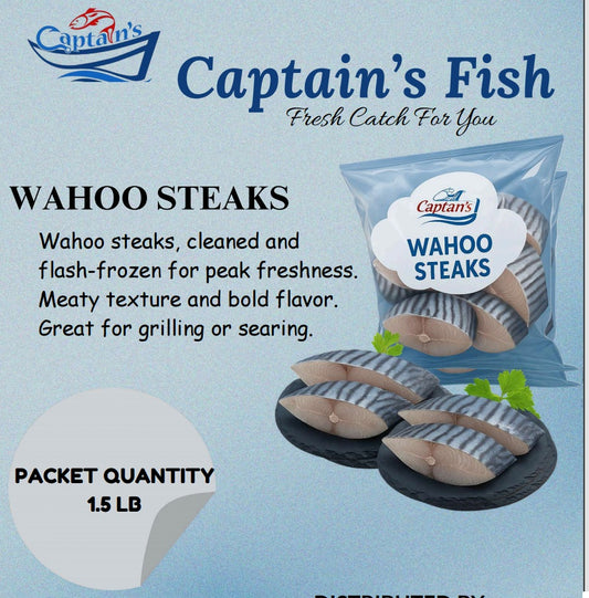 WAHOO STEAKS 1.5LB - Captains Frozen Fish