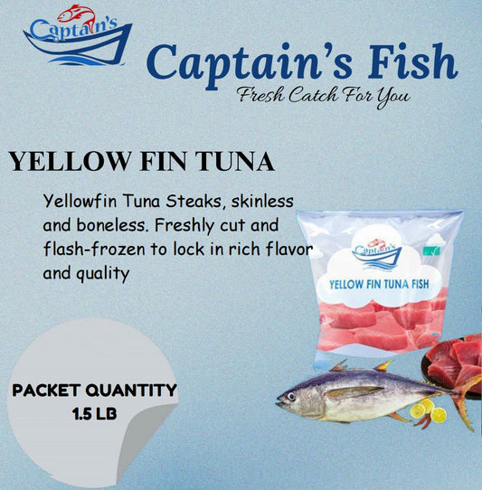 YELLOW FIN TUNA STEAKS, S/L, B/L, 40-50G 1.5LB - Captains Frozen Fish